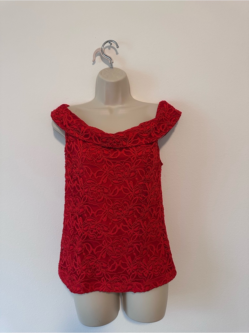 Red Lace Off-Shoulder Women's Top